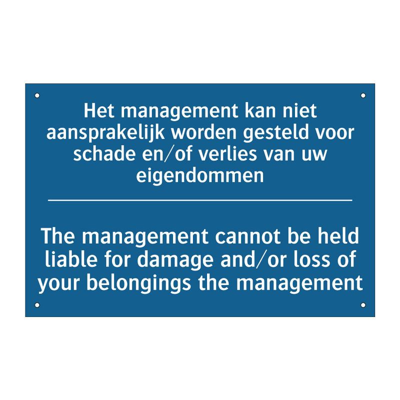 Het management kan niet aansprakelijk /.../ - The management cannot be held /.../