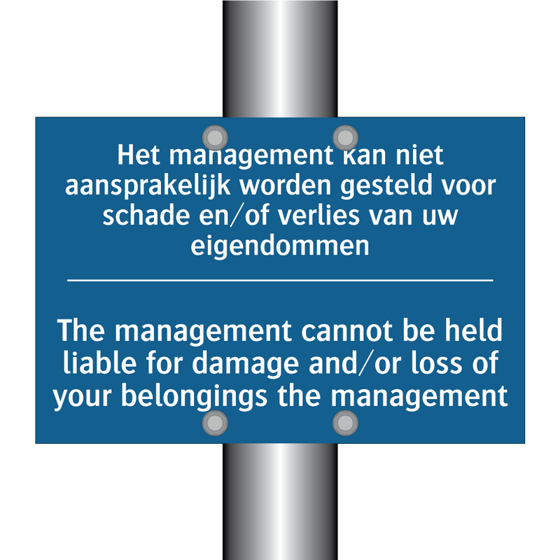 Het management kan niet aansprakelijk /.../ - The management cannot be held /.../