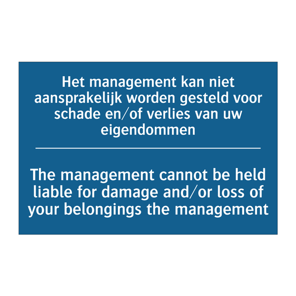 Het management kan niet aansprakelijk /.../ - The management cannot be held /.../