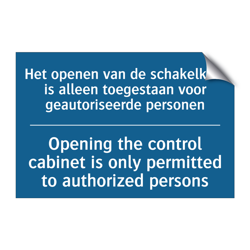 Het openen van de schakelkast /.../ - Opening the control cabinet is /.../