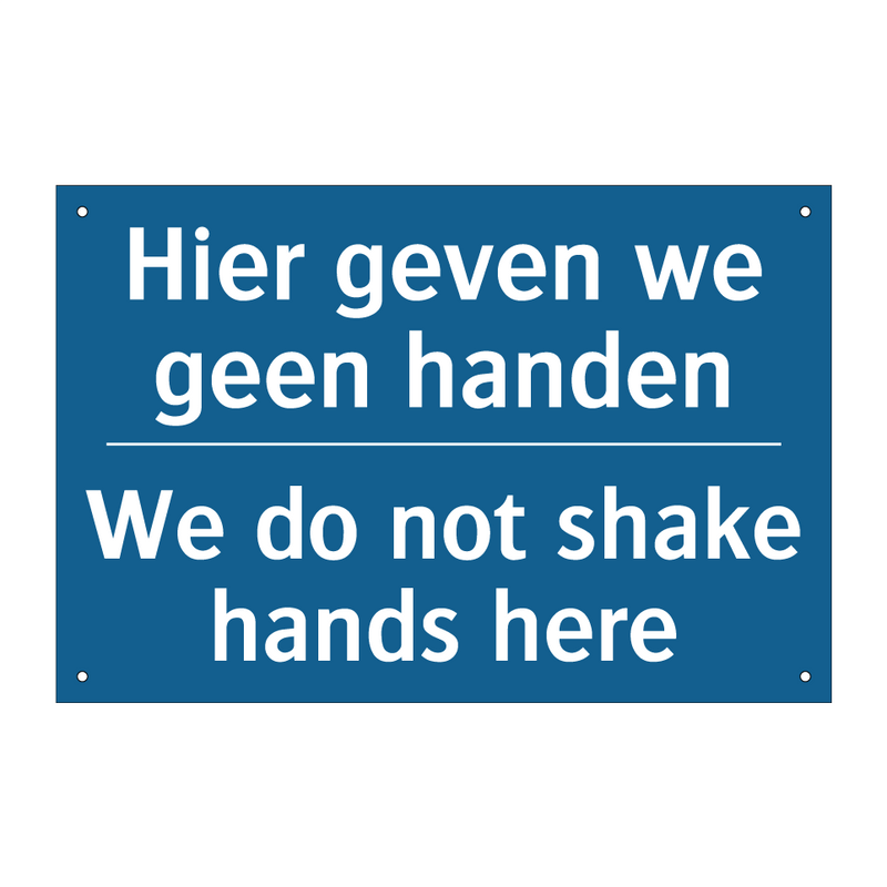 Hier geven we geen handen - We do not shake hands here