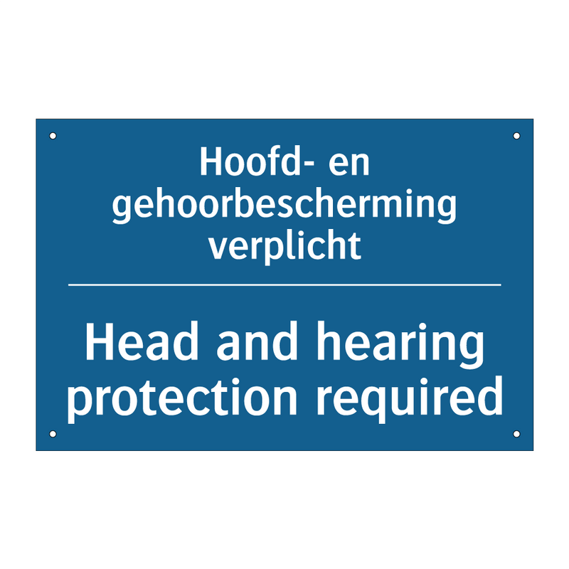 Hoofd- en gehoorbescherming verplicht /.../ - Head and hearing protection required /.../