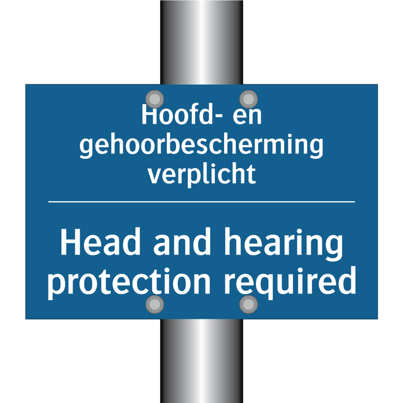 Hoofd- en gehoorbescherming verplicht /.../ - Head and hearing protection required /.../