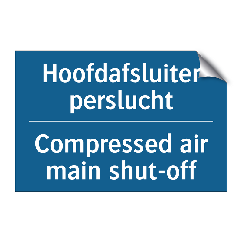 Hoofdafsluiter perslucht - Compressed air main shut-off