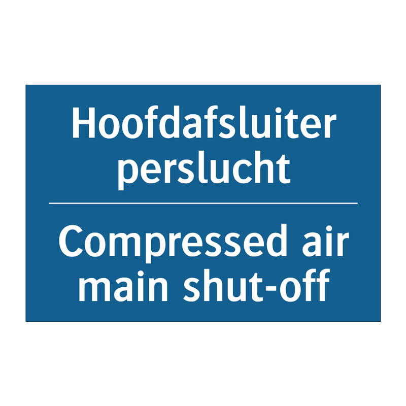 Hoofdafsluiter perslucht - Compressed air main shut-off