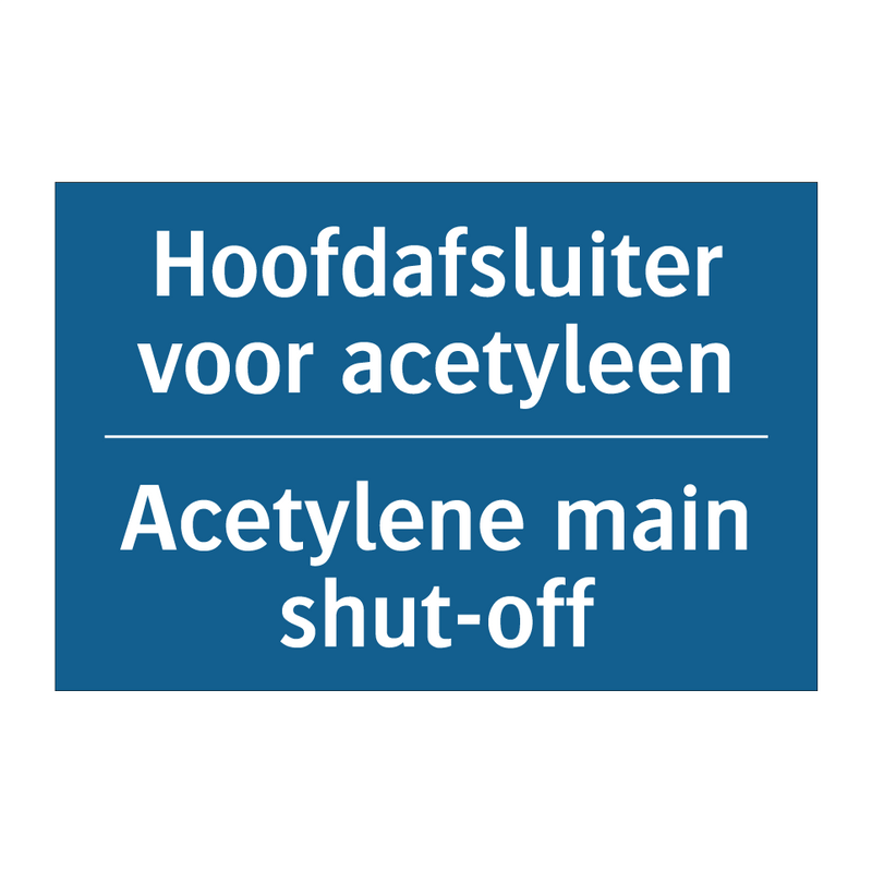 Hoofdafsluiter voor acetyleen - Acetylene main shut-off