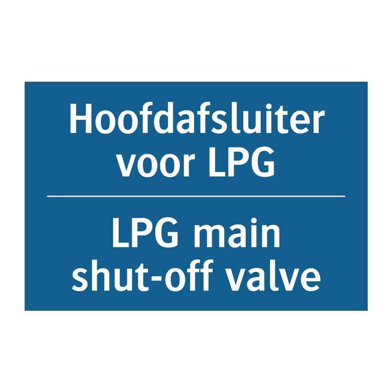 Hoofdafsluiter voor LPG - LPG main shut-off valve