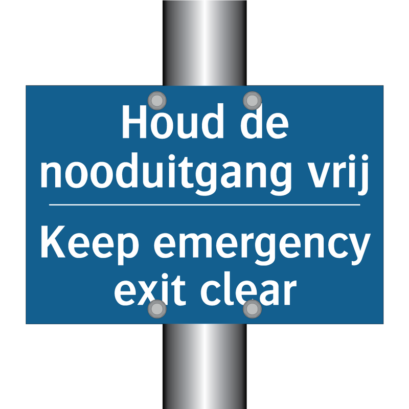 Houd de nooduitgang vrij - Keep emergency exit clear