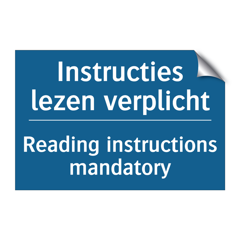 Instructies lezen verplicht - Reading instructions mandatory