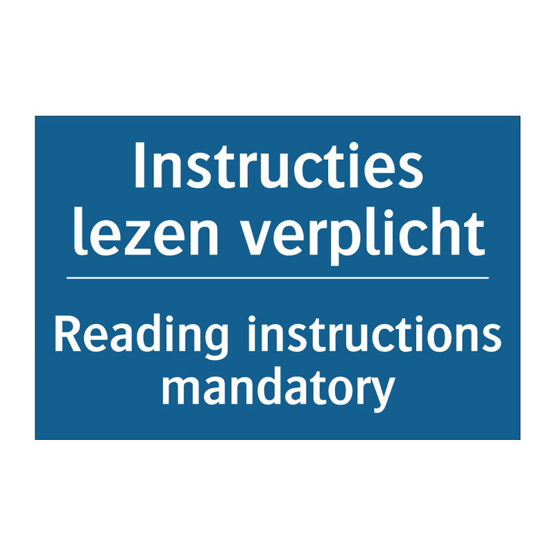 Instructies lezen verplicht - Reading instructions mandatory