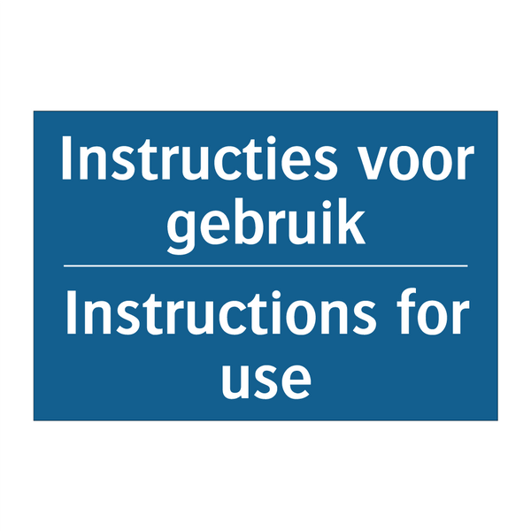 Instructies voor gebruik - Instructions for use & Instructies voor gebruik - Instructions for use