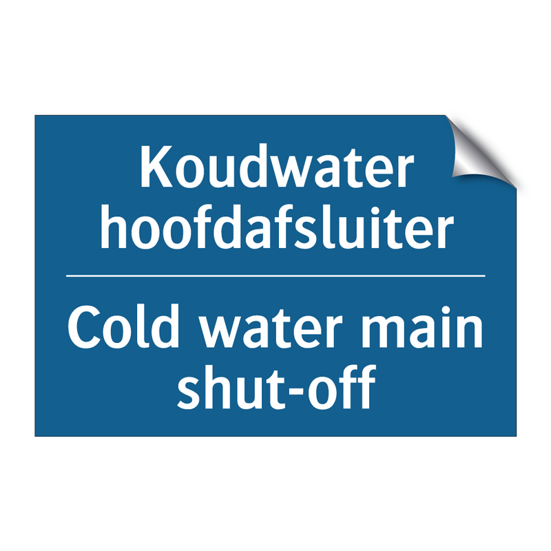 Koudwater hoofdafsluiter - Cold water main shut-off