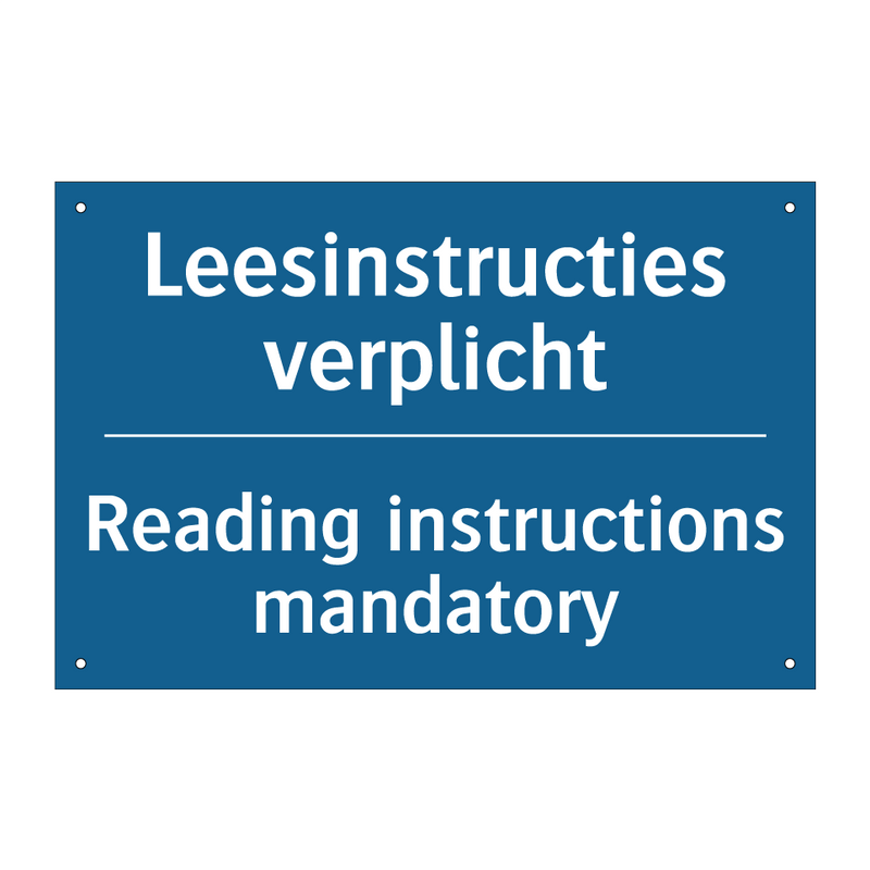 Leesinstructies verplicht - Reading instructions mandatory