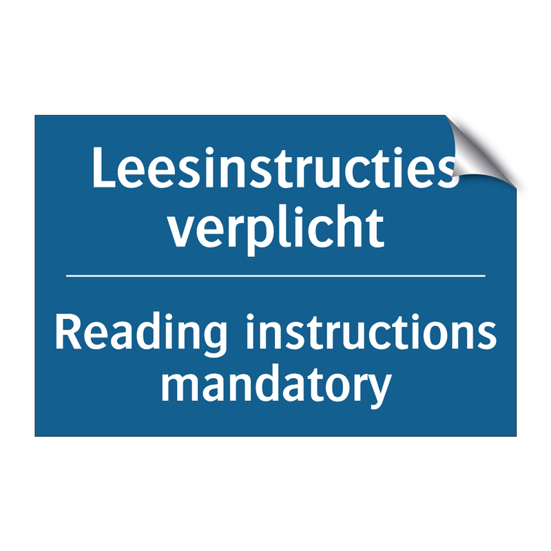 Leesinstructies verplicht - Reading instructions mandatory