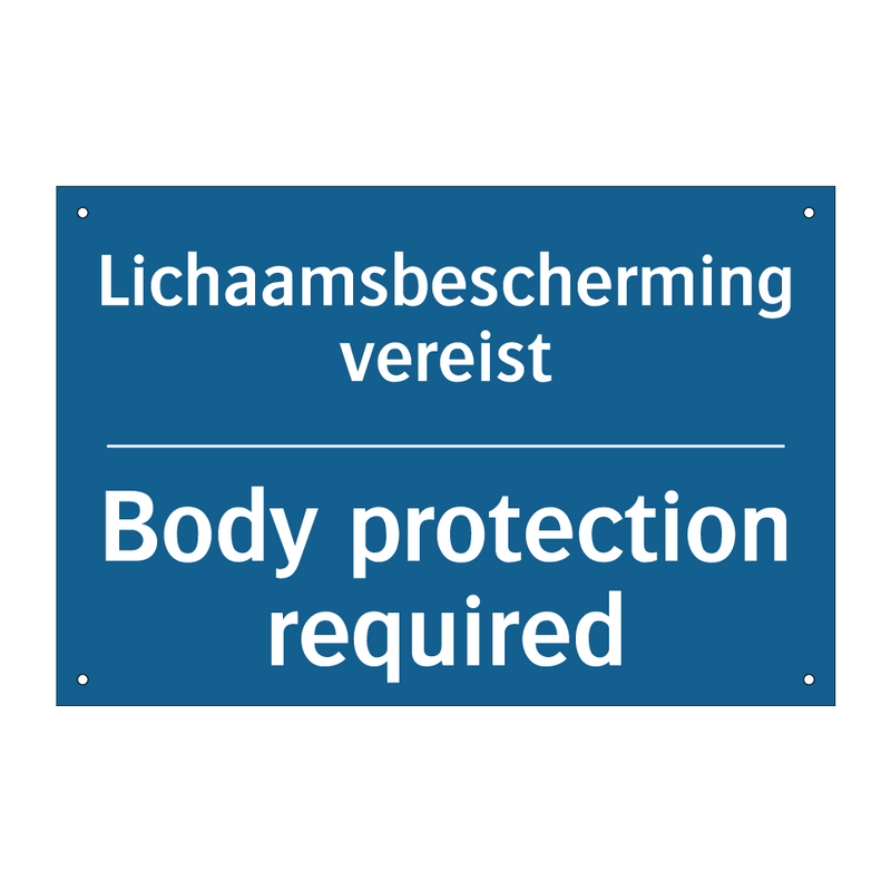 Lichaamsbescherming vereist - Body protection required