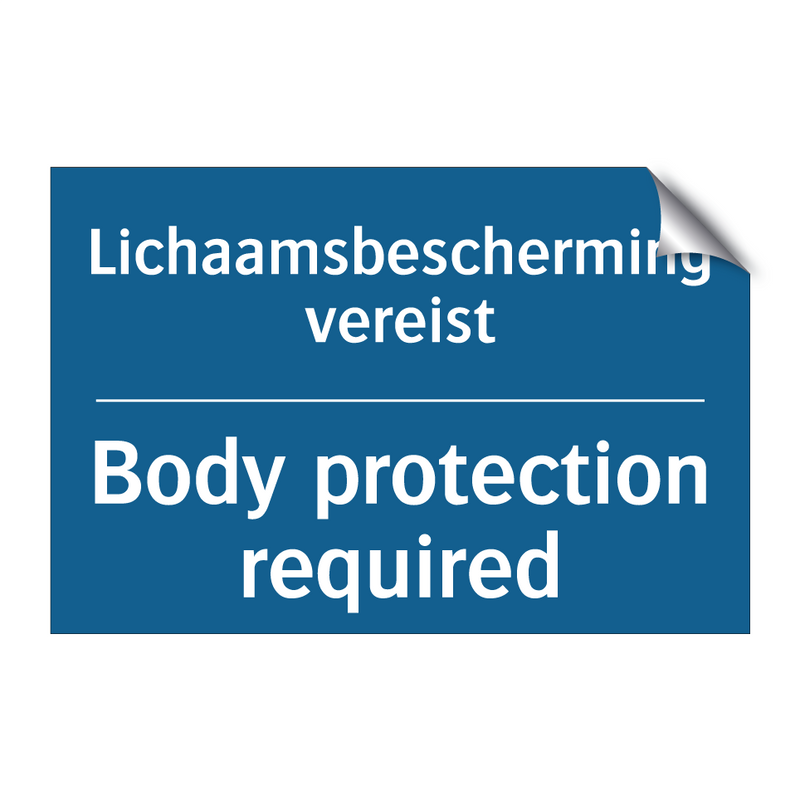 Lichaamsbescherming vereist - Body protection required