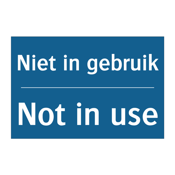 Niet in gebruik - Not in use & Niet in gebruik - Not in use & Niet in gebruik - Not in use