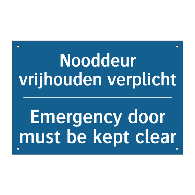 Nooddeur vrijhouden verplicht - Emergency door must be kept clear /.../