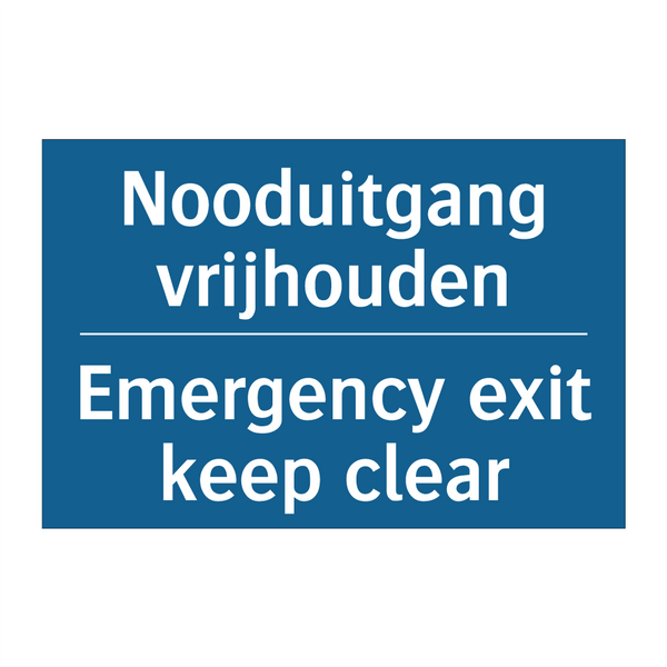 Nooduitgang vrijhouden - Emergency exit keep clear