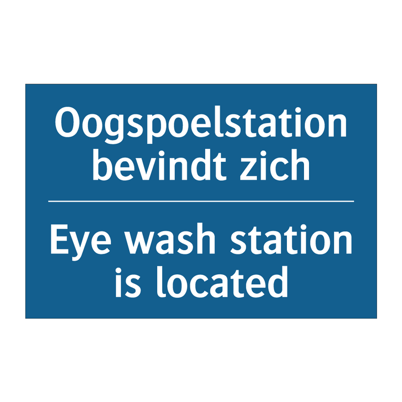 Oogspoelstation bevindt zich - Eye wash station is located