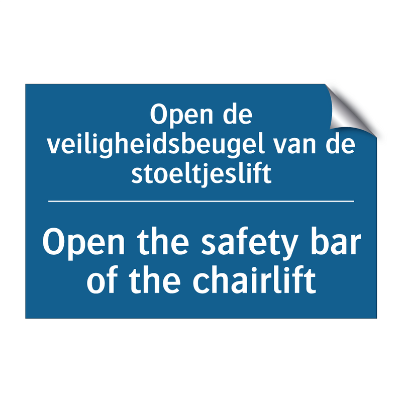 Open de veiligheidsbeugel van /.../ - Open the safety bar of the chairlift /.../