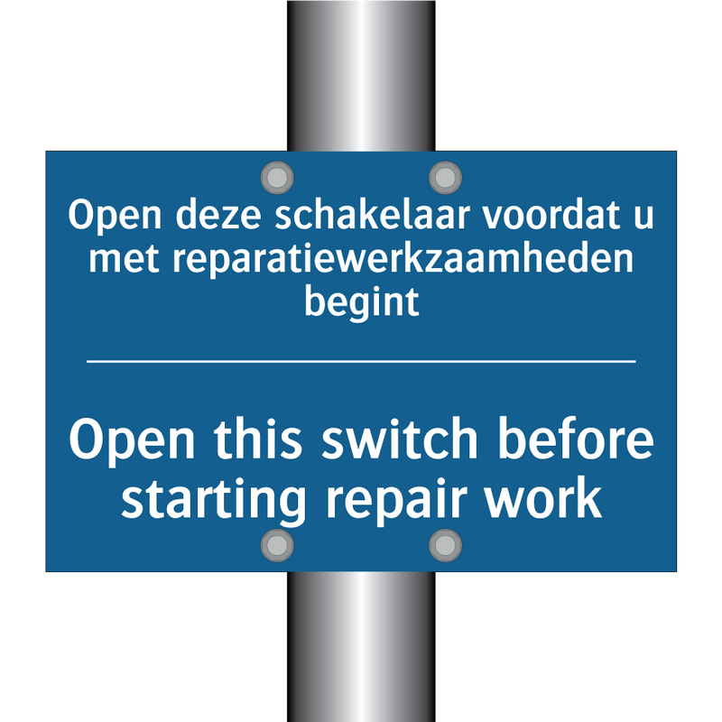 Open deze schakelaar voordat u /.../ - Open this switch before starting /.../