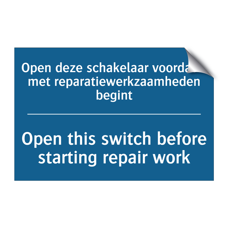 Open deze schakelaar voordat u /.../ - Open this switch before starting /.../