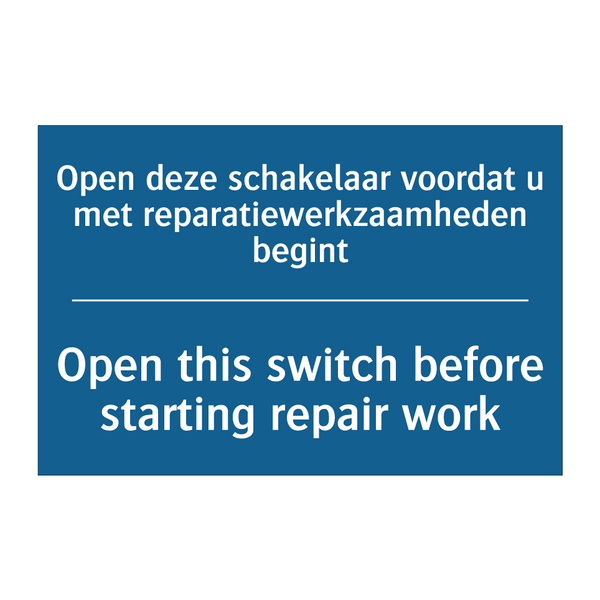 Open deze schakelaar voordat u /.../ - Open this switch before starting /.../