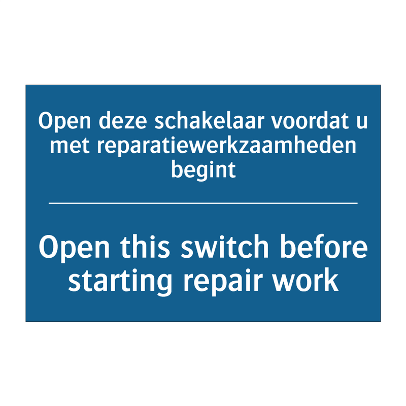 Open deze schakelaar voordat u /.../ - Open this switch before starting /.../