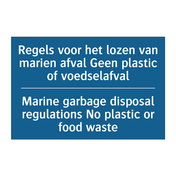 Regels voor het lozen van marien /.../ - Marine garbage disposal regulations /.../