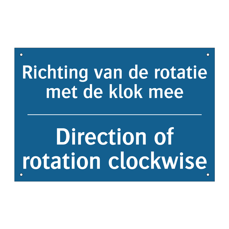 Richting van de rotatie met de /.../ - Direction of rotation clockwise /.../