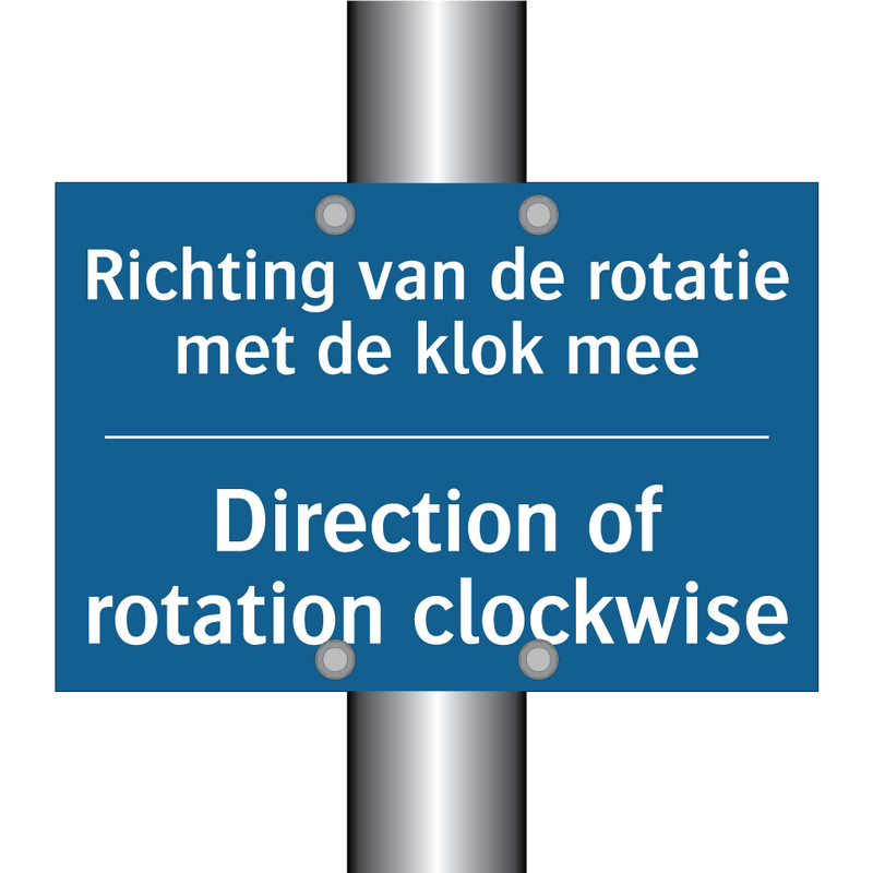 Richting van de rotatie met de /.../ - Direction of rotation clockwise /.../