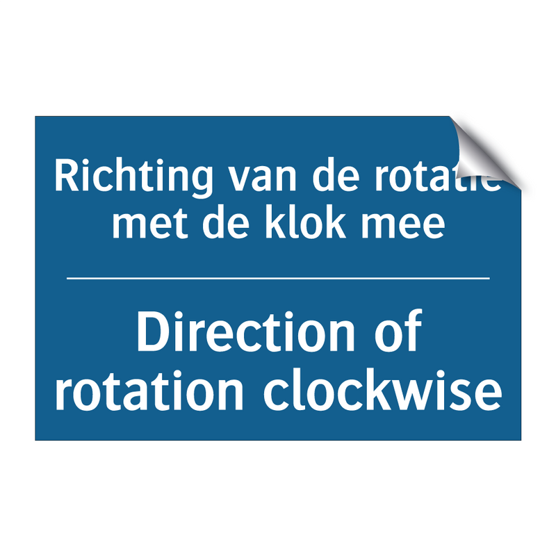 Richting van de rotatie met de /.../ - Direction of rotation clockwise /.../