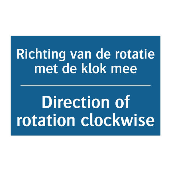 Richting van de rotatie met de /.../ - Direction of rotation clockwise /.../