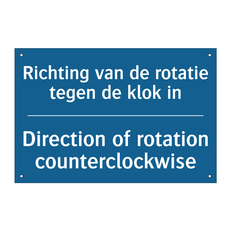 Richting van de rotatie tegen /.../ - Direction of rotation counterclockwise /.../