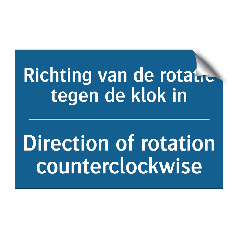 Richting van de rotatie tegen /.../ - Direction of rotation counterclockwise /.../