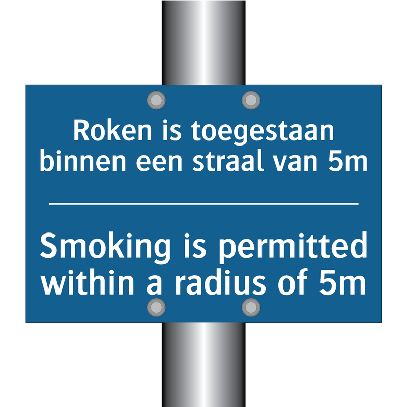 Roken is toegestaan binnen een /.../ - Smoking is permitted within a /.../