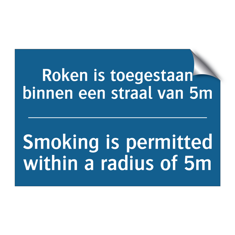 Roken is toegestaan binnen een /.../ - Smoking is permitted within a /.../