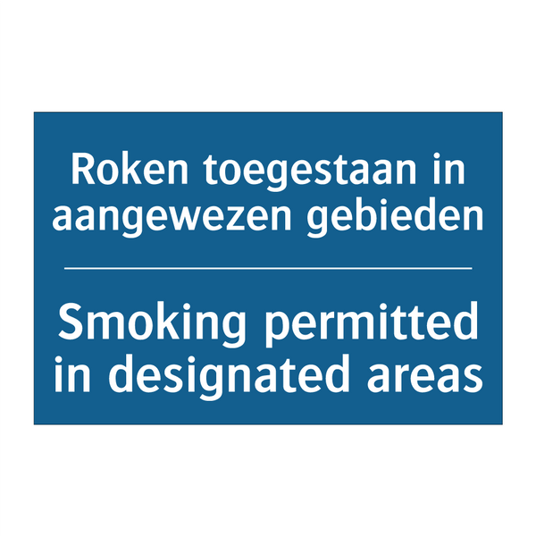 Roken toegestaan in aangewezen /.../ - Smoking permitted in designated /.../