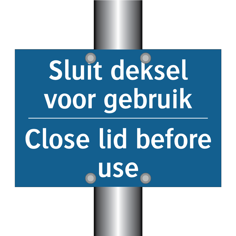 Sluit deksel voor gebruik - Close lid before use & Sluit deksel voor gebruik - Close lid before use