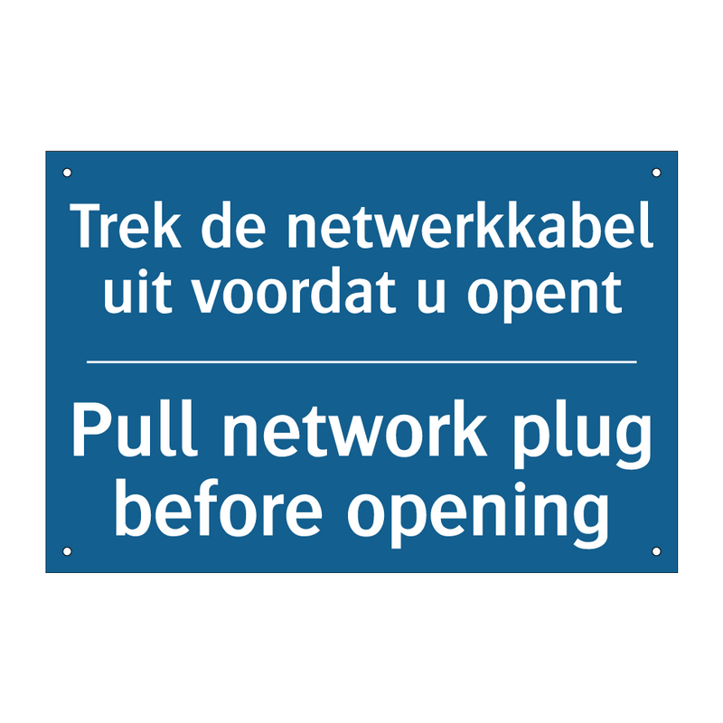 Trek de netwerkkabel uit voordat /.../ - Pull network plug before opening /.../