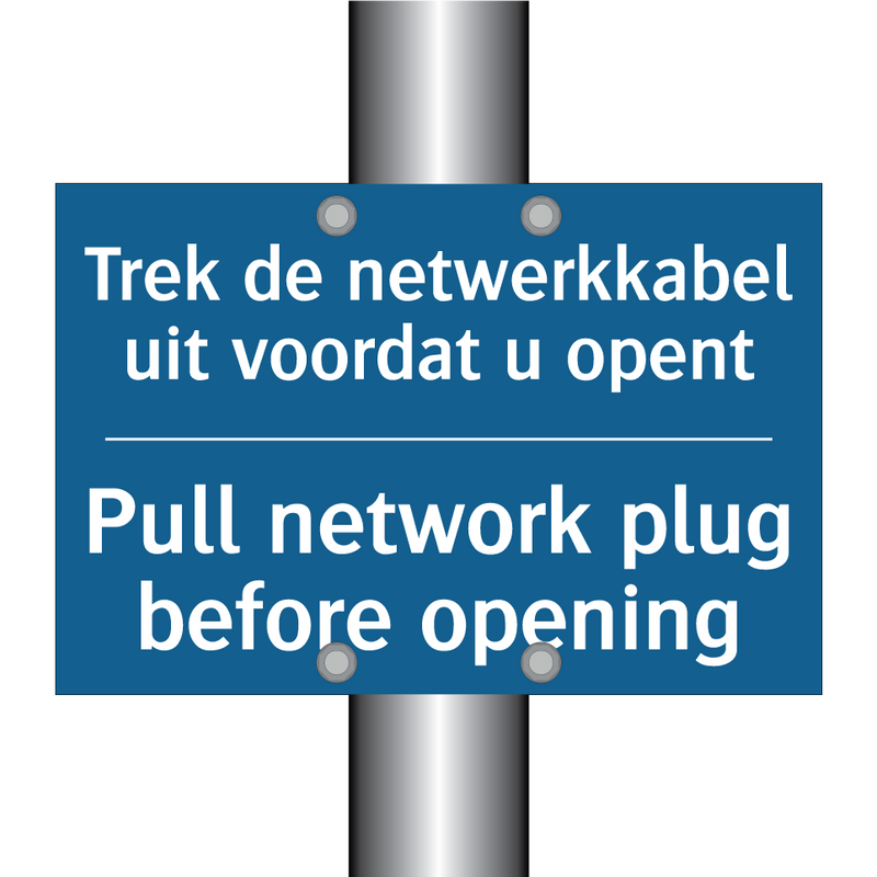 Trek de netwerkkabel uit voordat /.../ - Pull network plug before opening /.../