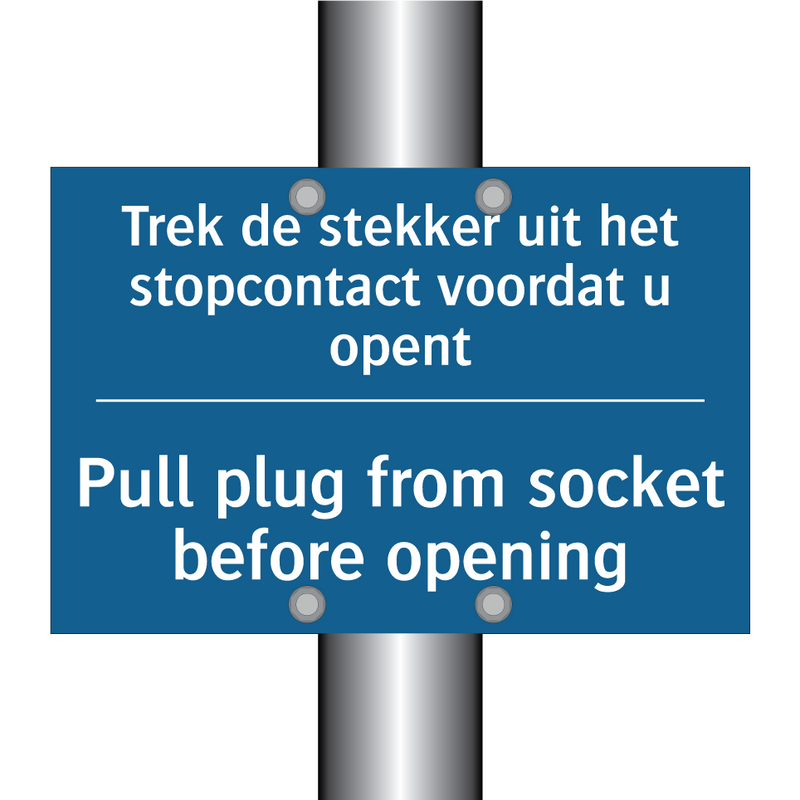 Trek de stekker uit het stopcontact /.../ - Pull plug from socket before opening /.../