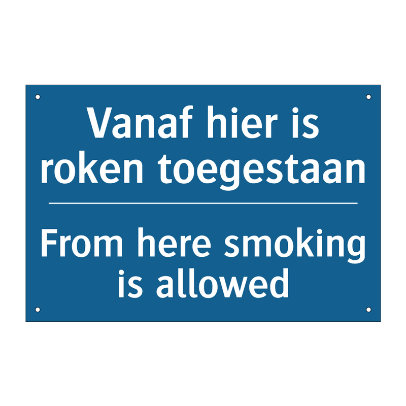 Vanaf hier is roken toegestaan - From here smoking is allowed