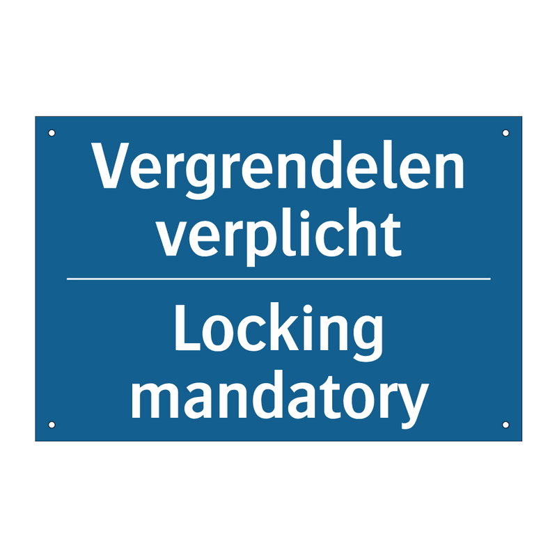 Vergrendelen verplicht - Locking mandatory & Vergrendelen verplicht - Locking mandatory