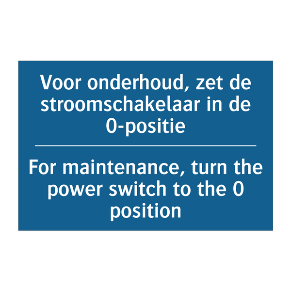 Voor onderhoud, zet de stroomschakelaar /.../ - For maintenance, turn the power /.../