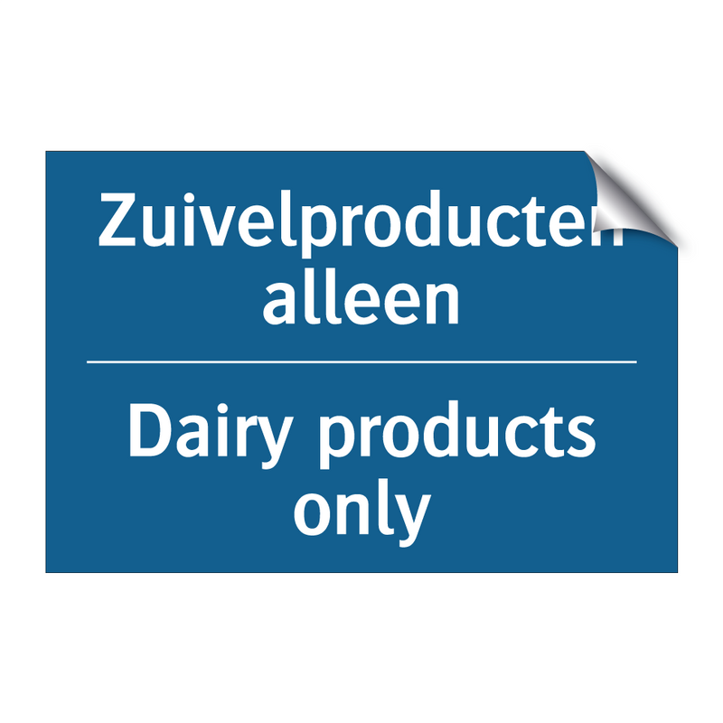 Zuivelproducten alleen - Dairy products only & Zuivelproducten alleen - Dairy products only