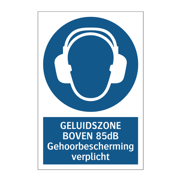 GELUIDSZONE BOVEN 85dB Gehoorbescherming verplicht