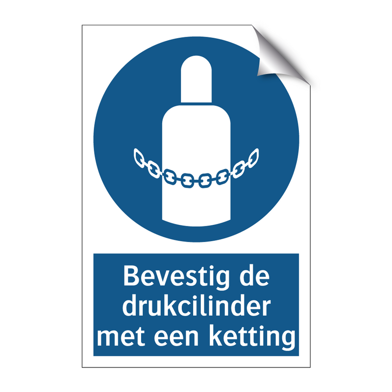 Bevestig de drukcilinder met een ketting & Bevestig de drukcilinder met een ketting