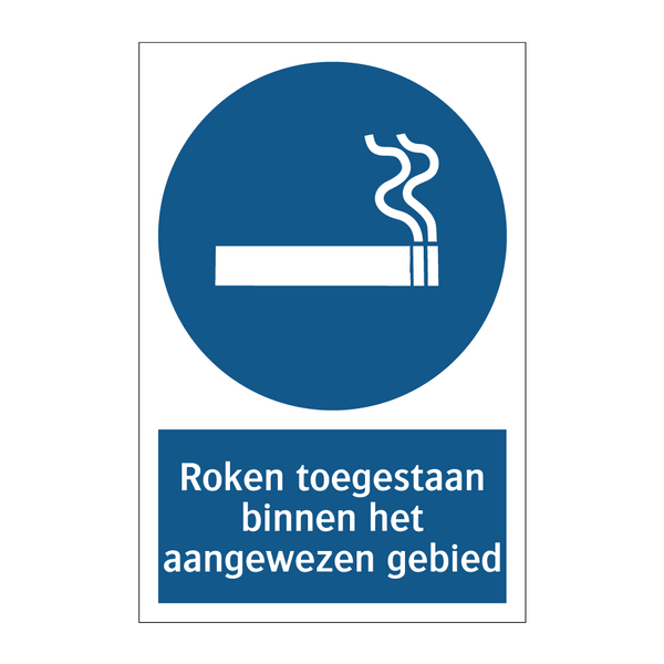 Roken toegestaan binnen het aangewezen gebied & Roken toegestaan binnen het aangewezen gebied